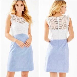 NWT Lilly Pulitzer Maya Coastal Blue Seersucker Dress